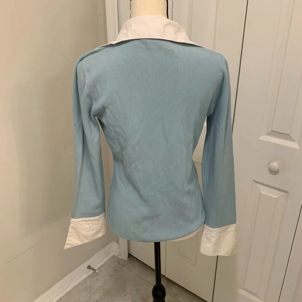Michelle Nicole Light Blue V-Neck Sweater - Picture 2 of 7